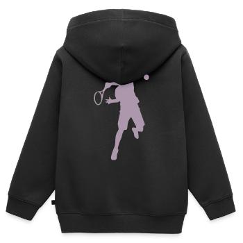 Tennis Spieler Rückhand Silhouette minimalistisch - Kinder Premium Organic Zip Hoodie - Schwarz - Hinten - AI Model Kid Male (0cm)