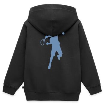Tennis Spieler Rückhand Silhouette minimalistisch - Kinder Premium Organic Zip Hoodie - Schwarz - Hinten - AI Model Kid Male (0cm)