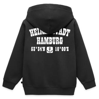 31 Heimatstadt Hamburg Koordinaten Anker - Kinder Premium Organic Zip Hoodie - Schwarz - Hinten - AI Model Kid Male (0cm)