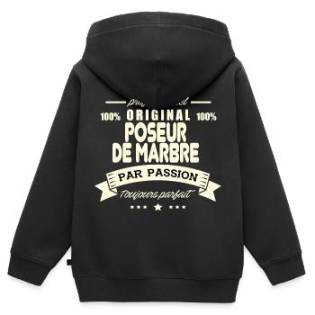 Poseur de marbre Original - Sweat Premium à capuche zippé enfant bio - noir - Dos - AI Model Kid Male (0cm)