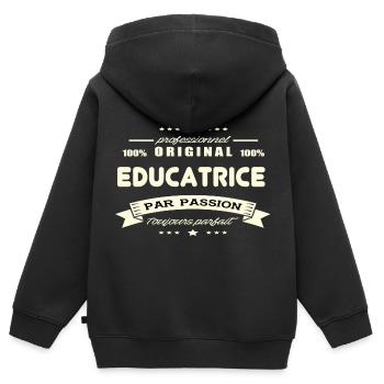 Educatrice Original - Sweat Premium à capuche zippé enfant bio - noir - Dos - AI Model Kid Male (0cm)