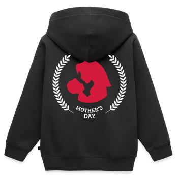 Herzlichen Glückwunsch zum Muttertag - Kinder Premium Organic Zip Hoodie - Schwarz - Hinten - AI Model Kid Male (0cm)