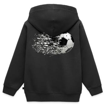 51 Fußball Ball fliegt Spritzer Splash Farbkleckse - Kinder Premium Organic Zip Hoodie - Schwarz - Hinten - AI Model Kid Male (0cm)
