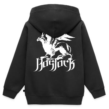 Rostock Greif - Kinder Premium Organic Zip Hoodie - Schwarz - Hinten - AI Model Kid Male (0cm)