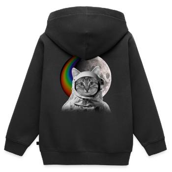katze weltall - Kids Premium Organic Zip-up Hoodie - black - Back - AI Model Kid Male (0cm)