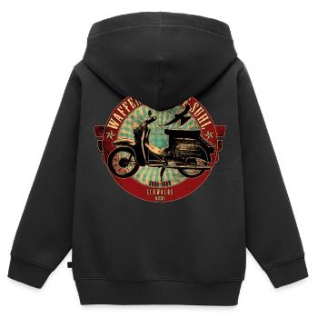 Simson Schwalbe KR51 - Kinder Premium Organic Zip Hoodie - Schwarz - Hinten - AI Model Kid Male (0cm)