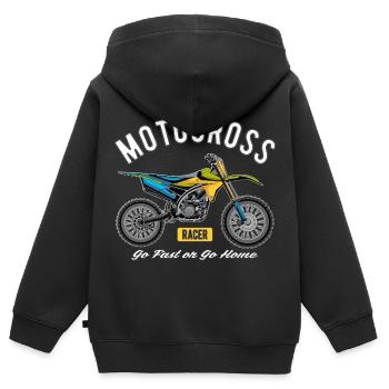 Motocross Racer! - Kinder Premium Organic Zip Hoodie - Schwarz - Hinten - AI Model Kid Male (0cm)