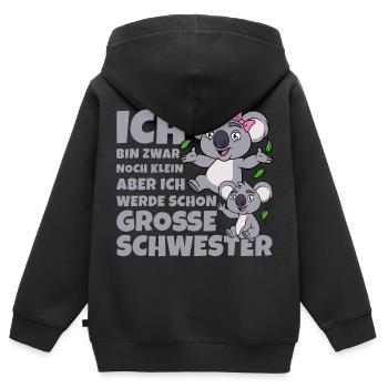 Große Schwester Koala Koalas Geschwister Mädchen - Kinder Premium Organic Zip Hoodie - Schwarz - Hinten - AI Model Kid Male (0cm)