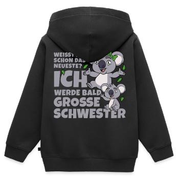 Bald Große Schwester Koala Geschwister Mädchen - Kinder Premium Organic Zip Hoodie - Schwarz - Hinten - AI Model Kid Male (0cm)