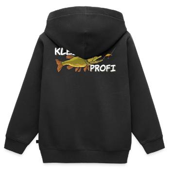 Kleiner Profi Kinder Angeln Hecht - Kinder Premium Organic Zip Hoodie - Schwarz - Hinten - AI Model Kid Male (0cm)