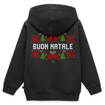 Buon Natale Joyeux Noël Italie - Sweat Premium à capuche zippé enfant bio - noir - Dos - AI Model Kid Male (0cm)