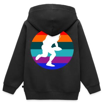 American football - Kinder Premium Organic Zip Hoodie - Schwarz - Hinten - AI Model Kid Male (0cm)