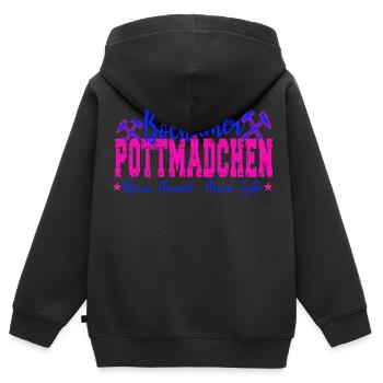 Bochumer Pottmädchen Ruhrpott Bochum - Kinder Premium Organic Zip Hoodie - Schwarz - Hinten - AI Model Kid Male (0cm)