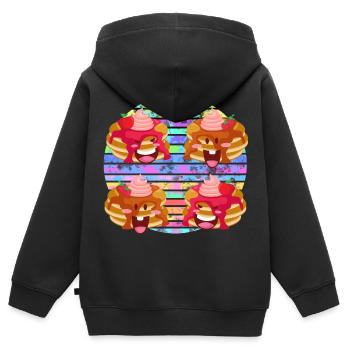 sauce aux crêpes et aux fruits - Sweat Premium à capuche zippé enfant bio - noir - Dos - AI Model Kid Male (0cm)