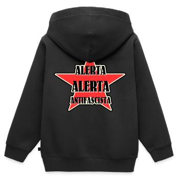 Alerta Alerta Anti Fascism Antifa - Sweat Premium à capuche zippé enfant bio - noir - Dos - AI Model Kid Male (0cm)