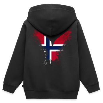 Drapeau de la Norvège - Sweat Premium à capuche zippé enfant bio - noir - Dos - AI Model Kid Male (0cm)