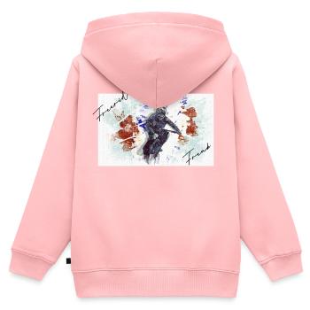 Freeride Freak - Kinder Premium Organic Zip Hoodie - Rosa - Hinten - AI Model Kid Female (0cm)