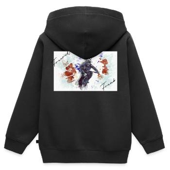 Freeride Freak - Kinder Premium Organic Zip Hoodie - Schwarz - Hinten - AI Model Kid Male (0cm)