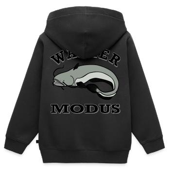 Waller - Wels Modus - Kinder Premium Organic Zip Hoodie - Schwarz - Hinten - AI Model Kid Male (0cm)