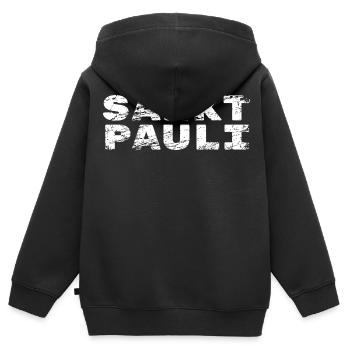 conception de st paulians st pauli - Sweat Premium à capuche zippé enfant bio - noir - Dos - AI Model Kid Male (0cm)