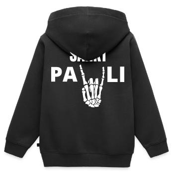 St Pauli. Éventail St pauli Éventail Paulianer Hamburger - Sweat Premium à capuche zippé enfant bio - noir - Dos - AI Model Kid Male (0cm)