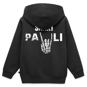 St Pauli. Éventail St pauli Éventail Paulianer Hamburger - Sweat Premium à capuche zippé enfant bio - noir - Dos - AI Model Kid Male (0cm)
