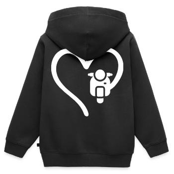 Motorroller Herz Scooter - Kinder Premium Organic Zip Hoodie - Schwarz - Hinten - AI Model Kid Male (0cm)