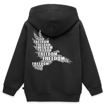 Freedom Peace Peace Eagle Falcon T-Shirt - Sweat Premium à capuche zippé enfant bio - noir - Dos - AI Model Kid Male (0cm)