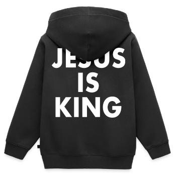 Jesus is king - Kinder Premium Organic Zip Hoodie - Schwarz - Hinten - AI Model Kid Male (0cm)