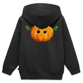 Citrouille d’Halloween - Sweat Premium à capuche zippé enfant bio - noir - Dos - AI Model Kid Male (0cm)