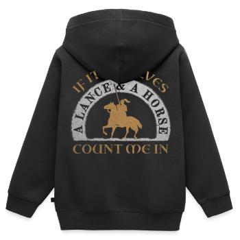 Tjost Lanzenstechen Ritter auf Pferd Mittelalter - Kinder Premium Organic Zip Hoodie - Schwarz - Hinten - AI Model Kid Male (0cm)