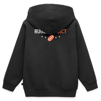 Rugby-Süchtiger - Kinder Premium Organic Zip Hoodie - Schwarz - Hinten - AI Model Kid Male (0cm)