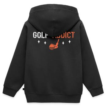 Golf-Süchtige - Kinder Premium Organic Zip Hoodie - Schwarz - Hinten - AI Model Kid Male (0cm)
