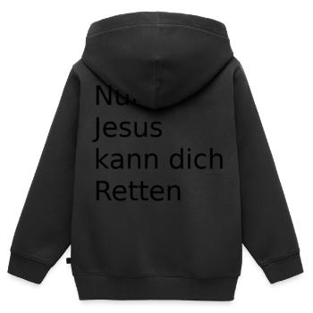 Nur Jesus kann uns Retten - Kinder Premium Organic Zip Hoodie - Schwarz - Hinten - AI Model Kid Male (0cm)