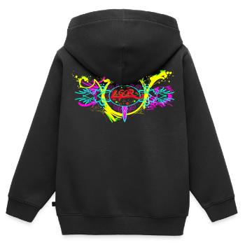 L.Gor Dolch Farbklecks - Kinder Premium Organic Zip Hoodie - Schwarz - Hinten - AI Model Kid Male (0cm)