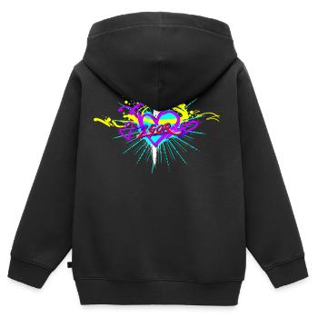 L.Gor Dolch mit Herz - Kinder Premium Organic Zip Hoodie - Schwarz - Hinten - AI Model Kid Male (0cm)