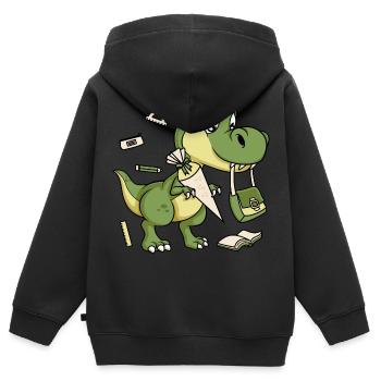 Dinosaurier Schultüte Zuckertüte Schulkind Dino - Kinder Premium Organic Zip Hoodie - Schwarz - Hinten - AI Model Kid Male (0cm)