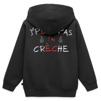 j'peux pas j'ai crèche - Sweat Premium à capuche zippé enfant bio - noir - Dos - AI Model Kid Male (0cm)