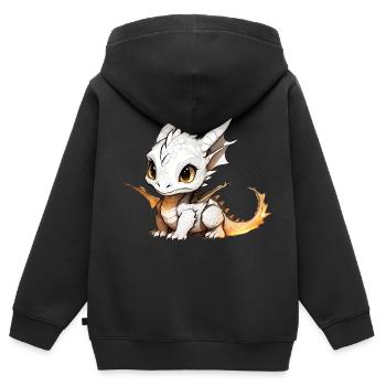 Kleiner süßer Drache - Kinder Premium Organic Zip Hoodie - Schwarz - Hinten - AI Model Kid Male (0cm)