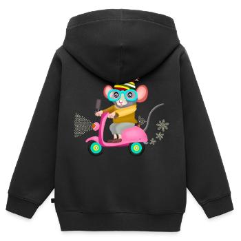 auf Roller - Kinder Premium Organic Zip Hoodie - Schwarz - Hinten - AI Model Kid Male (0cm)