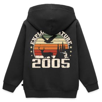 2005 Klassisches Jäger-Geburtstagsgeschenk 2005 - Kinder Premium Organic Zip Hoodie - Schwarz - Hinten - AI Model Kid Male (0cm)