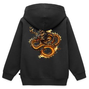 Chinesischer Drache - Kinder Premium Organic Zip Hoodie - Schwarz - Hinten - AI Model Kid Male (0cm)