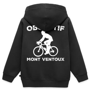 Objekt: Mont Ventoux Radfahrer Vélo - Kinder Premium Organic Zip Hoodie - Schwarz - Hinten - AI Model Kid Male (0cm)