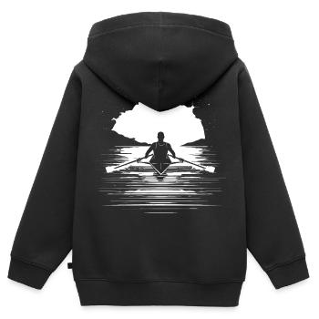 Rower Drawing - Kids Premium Organic Zip-up Hoodie - black - Back - AI Model Kid Male (0cm)