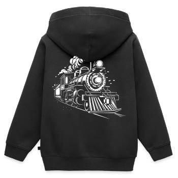 Dampflokomotive - Kinder Premium Organic Zip Hoodie - Schwarz - Hinten - AI Model Kid Male (0cm)