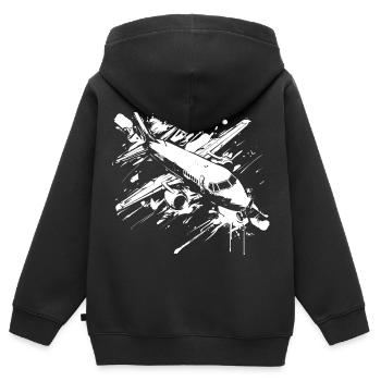 Flugzeug Streetart - Kinder Premium Organic Zip Hoodie - Schwarz - Hinten - AI Model Kid Male (0cm)