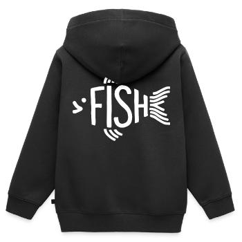 Fisch Knochen Skelett Fischgräte Angeln - Kinder Premium Organic Zip Hoodie - Schwarz - Hinten - AI Model Kid Male (0cm)