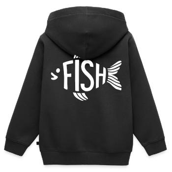 Fisch Knochen Skelett Fischgräte Fischen - Kinder Premium Organic Zip Hoodie - Schwarz - Hinten - AI Model Kid Male (0cm)