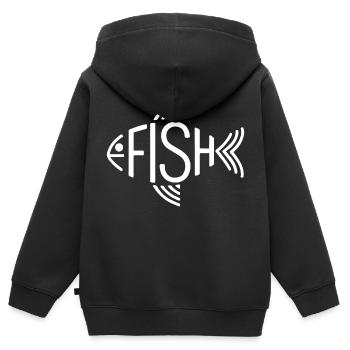 Fisch Knochen Skelett Fischgräte Fischen - Kinder Premium Organic Zip Hoodie - Schwarz - Hinten - AI Model Kid Male (0cm)