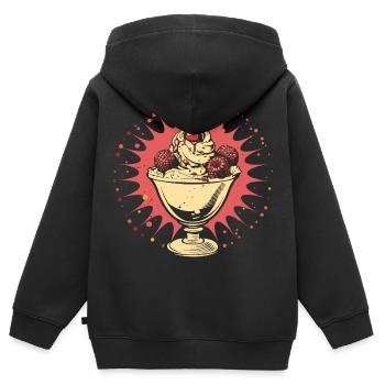 Grafik Eisbecher - Kinder Premium Organic Zip Hoodie - Schwarz - Hinten - AI Model Kid Male (0cm)